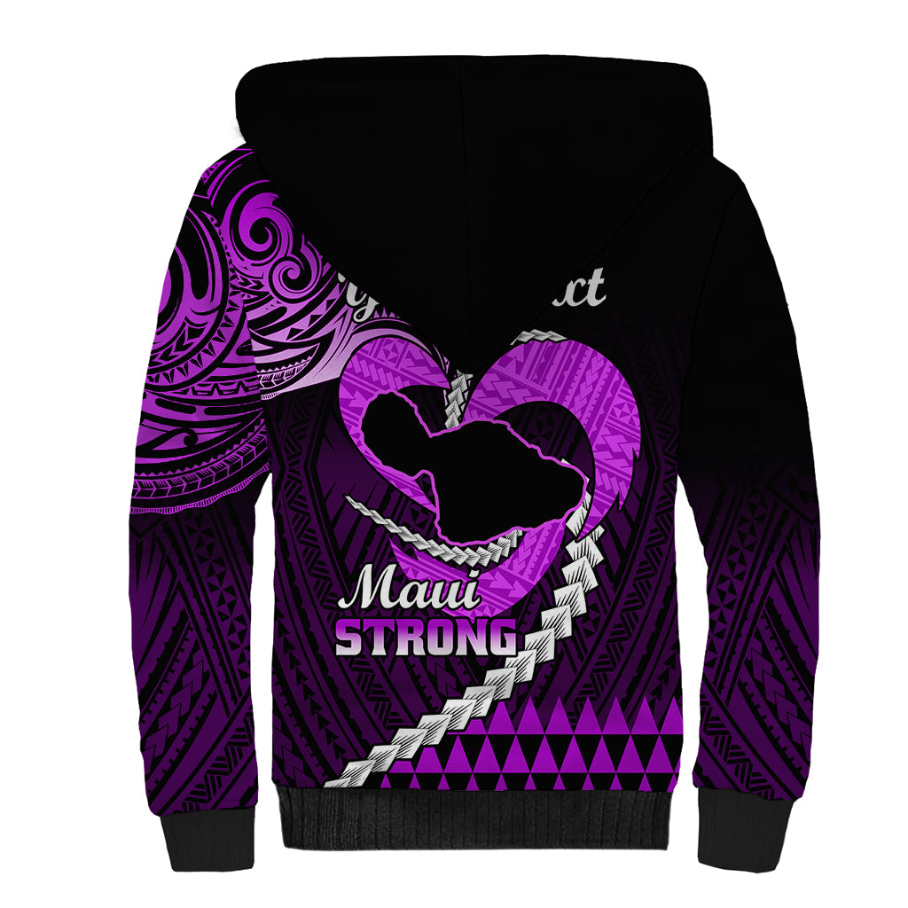Personalised Hawaii Sherpa Hoodie Maui Be Strong Kakau Purple Version - Wonder Print Shop
