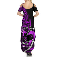 Personalised Hawaii Summer Maxi Dress Maui Be Strong Kakau Purple Version - Wonder Print Shop