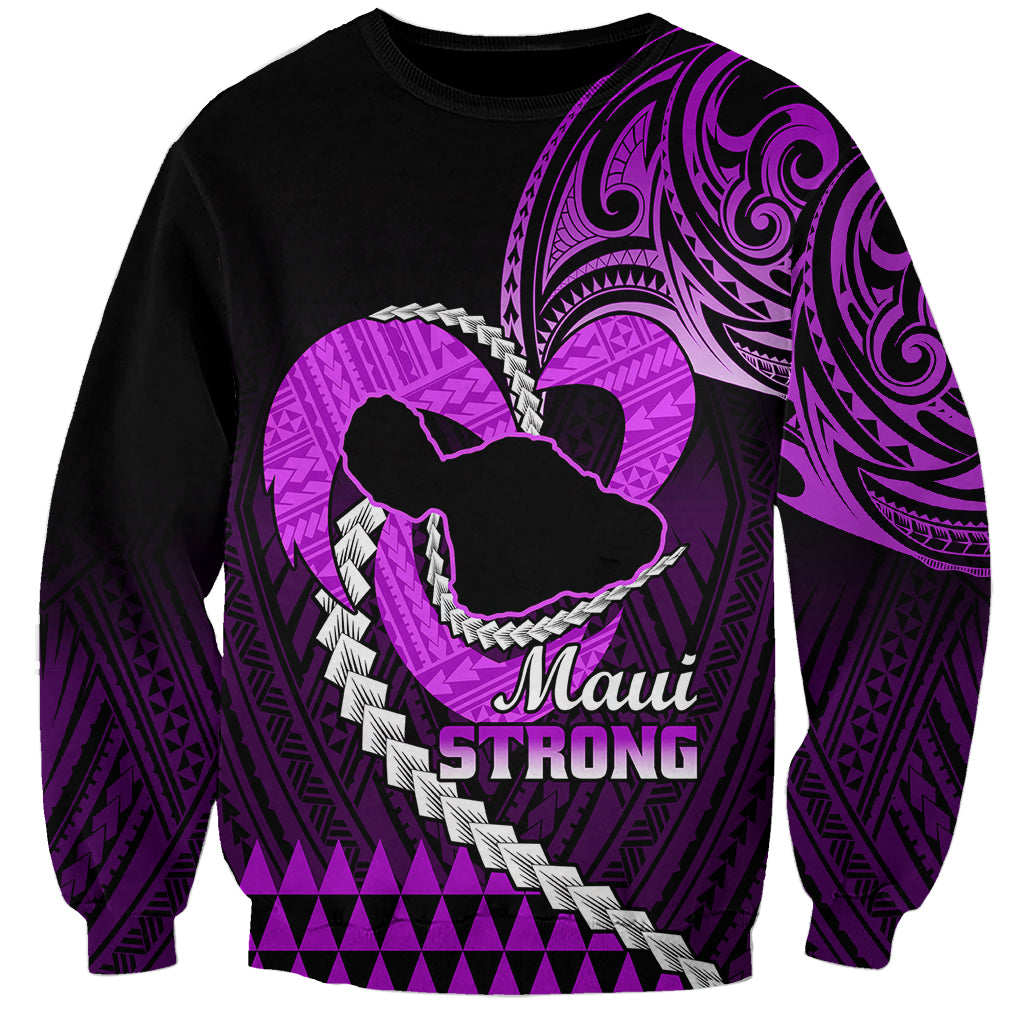 Personalised Hawaii Sweatshirt Maui Be Strong Kakau Purple Version - Wonder Print Shop