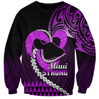 Personalised Hawaii Sweatshirt Maui Be Strong Kakau Purple Version - Wonder Print Shop