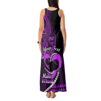 Personalised Hawaii Tank Maxi Dress Maui Be Strong Kakau Purple Version - Wonder Print Shop
