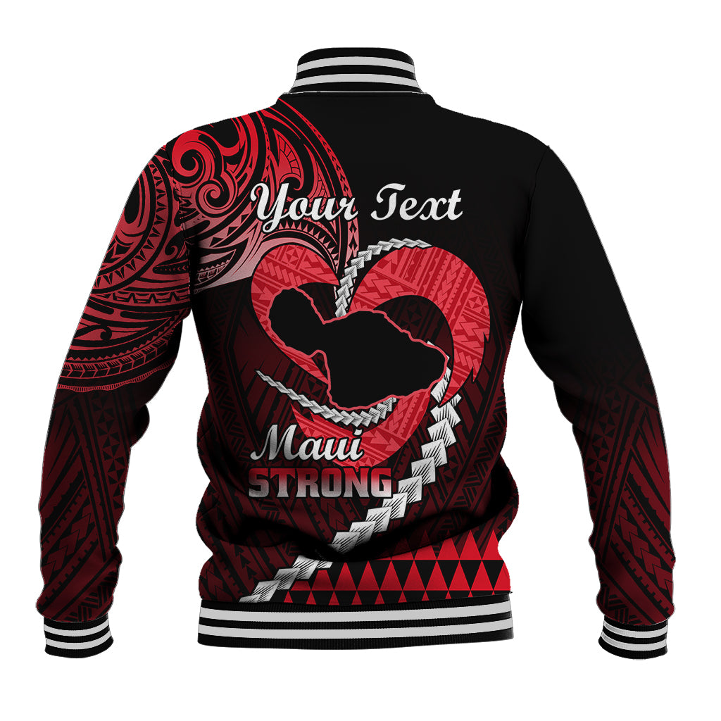 Personalised Hawaii Baseball Jacket Maui Be Strong Kakau Red Version - Wonder Print Shop