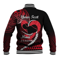 Personalised Hawaii Baseball Jacket Maui Be Strong Kakau Red Version - Wonder Print Shop