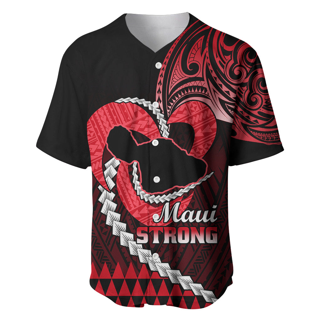 Personalised Hawaii Baseball Jersey Maui Be Strong Kakau Red Version - Wonder Print Shop