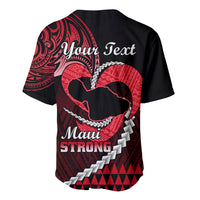 Personalised Hawaii Baseball Jersey Maui Be Strong Kakau Red Version - Wonder Print Shop