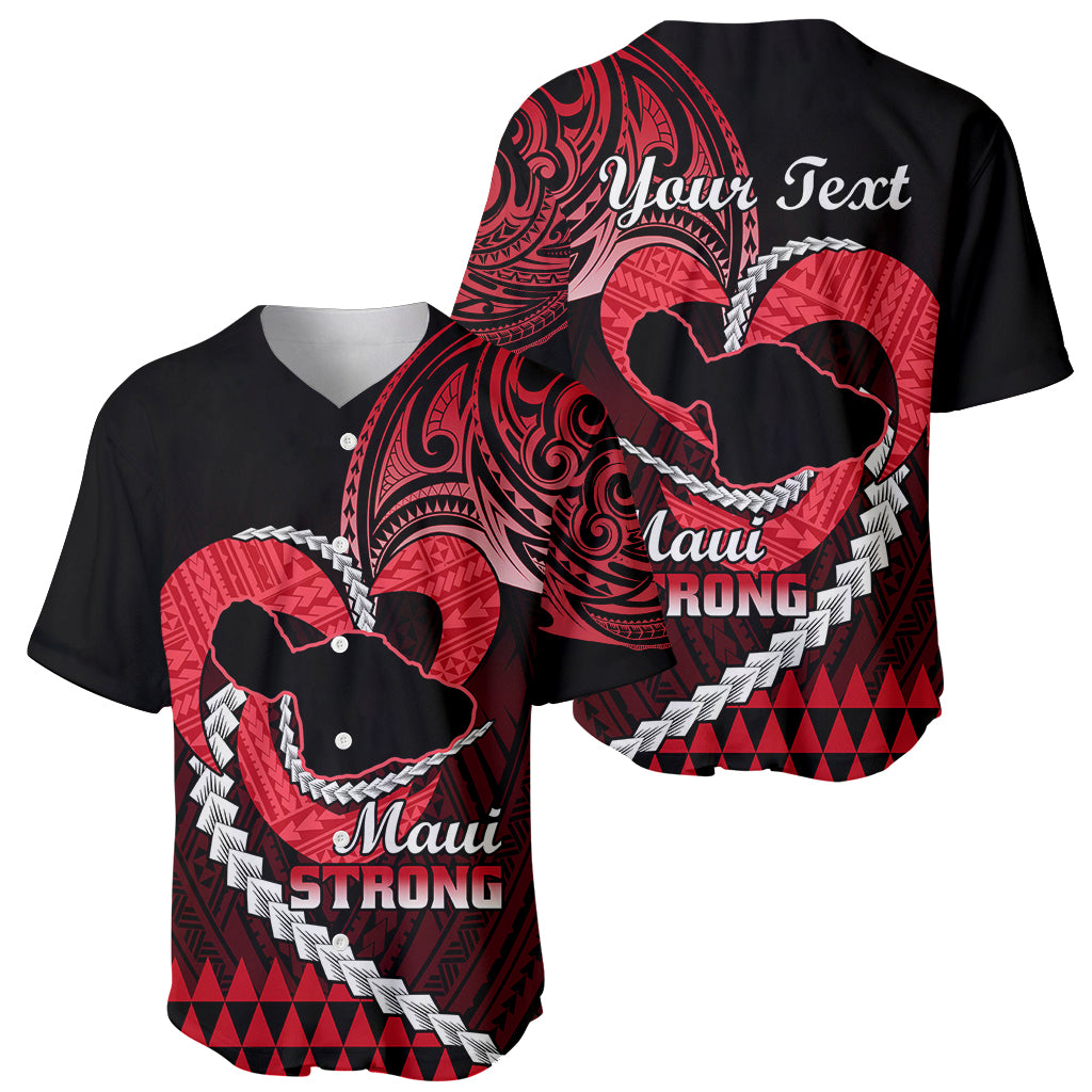 Personalised Hawaii Baseball Jersey Maui Be Strong Kakau Red Version - Wonder Print Shop