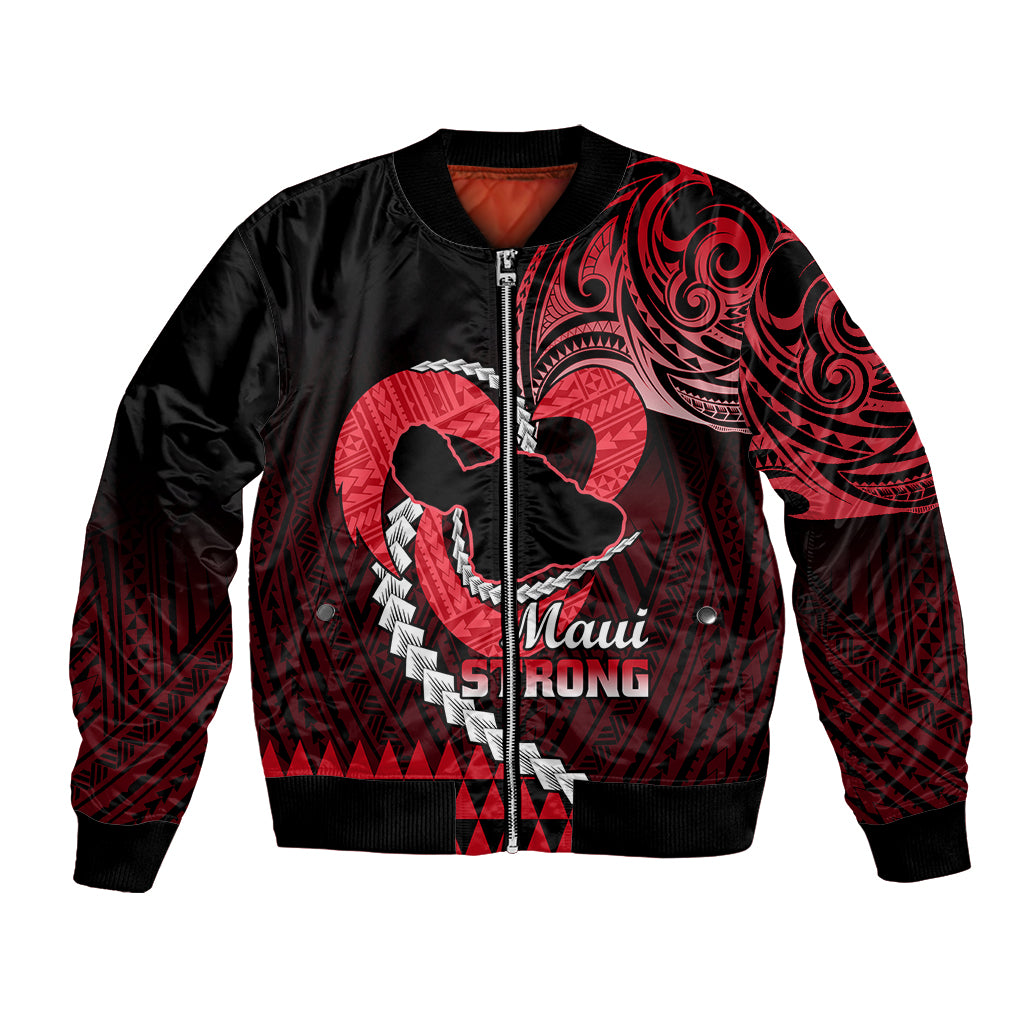 Personalised Hawaii Bomber Jacket Maui Be Strong Kakau Red Version - Wonder Print Shop