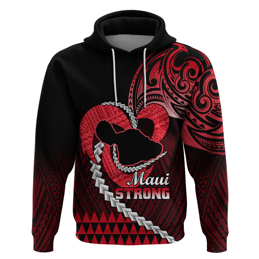 Personalised Hawaii Hoodie Maui Be Strong Kakau Red Version - Wonder Print Shop