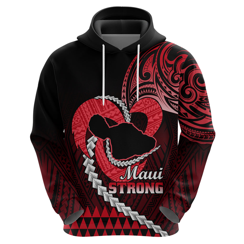 Personalised Hawaii Hoodie Maui Be Strong Kakau Red Version - Wonder Print Shop