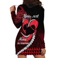 Personalised Hawaii Hoodie Dress Maui Be Strong Kakau Red Version - Wonder Print Shop