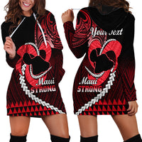 Personalised Hawaii Hoodie Dress Maui Be Strong Kakau Red Version - Wonder Print Shop