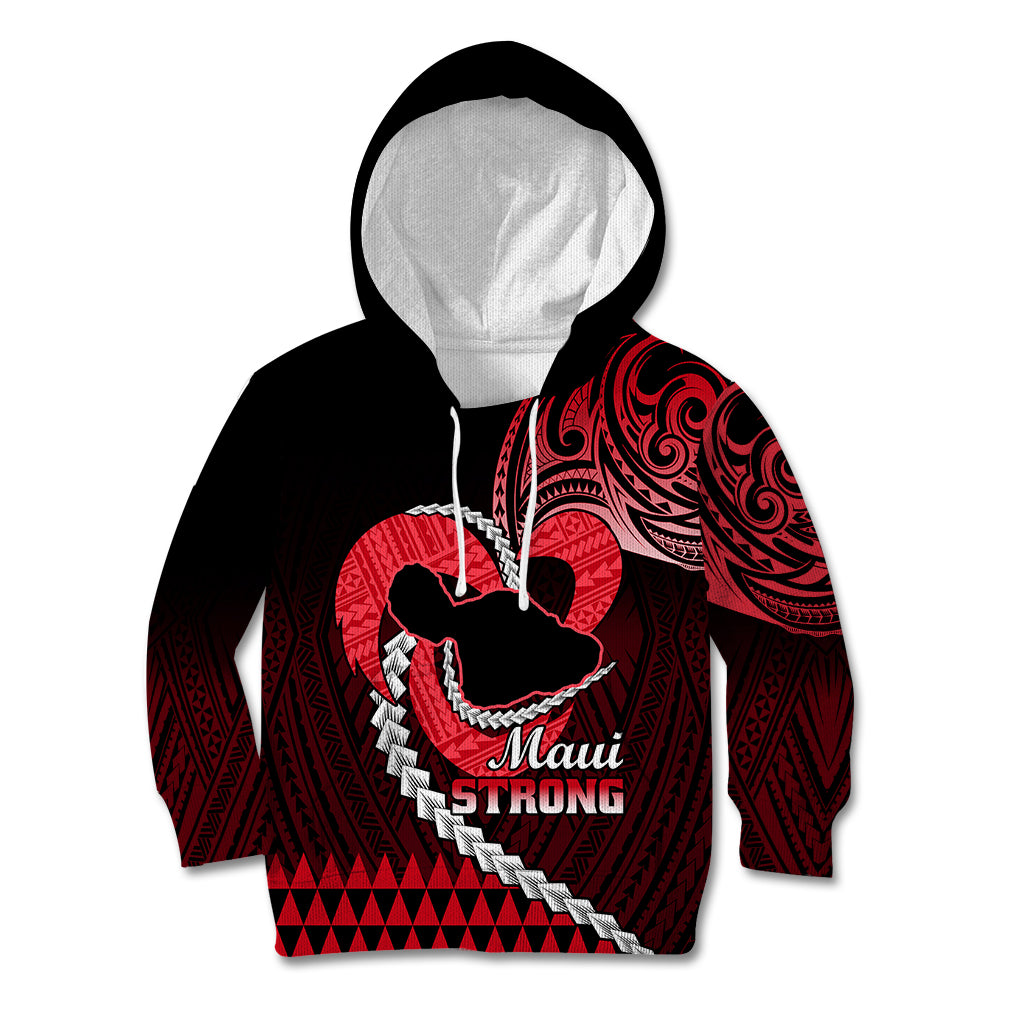 Personalised Hawaii Kid Hoodie Maui Be Strong Kakau Red Version - Wonder Print Shop