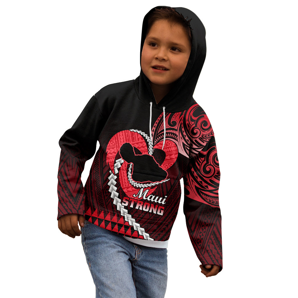 Personalised Hawaii Kid Hoodie Maui Be Strong Kakau Red Version - Wonder Print Shop