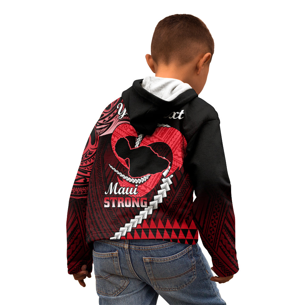 Personalised Hawaii Kid Hoodie Maui Be Strong Kakau Red Version - Wonder Print Shop