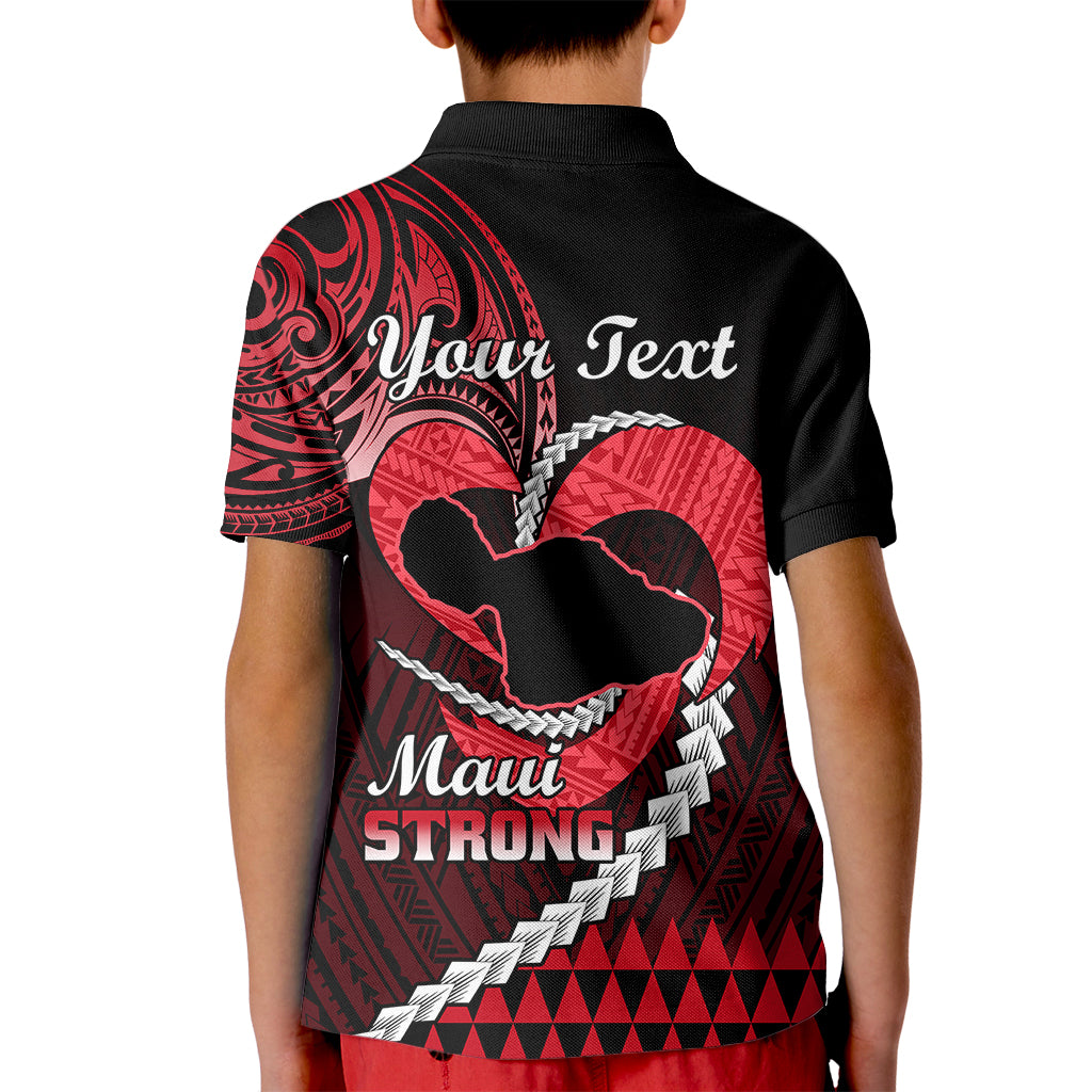 Personalised Hawaii Kid Polo Shirt Maui Be Strong Kakau Red Version - Wonder Print Shop