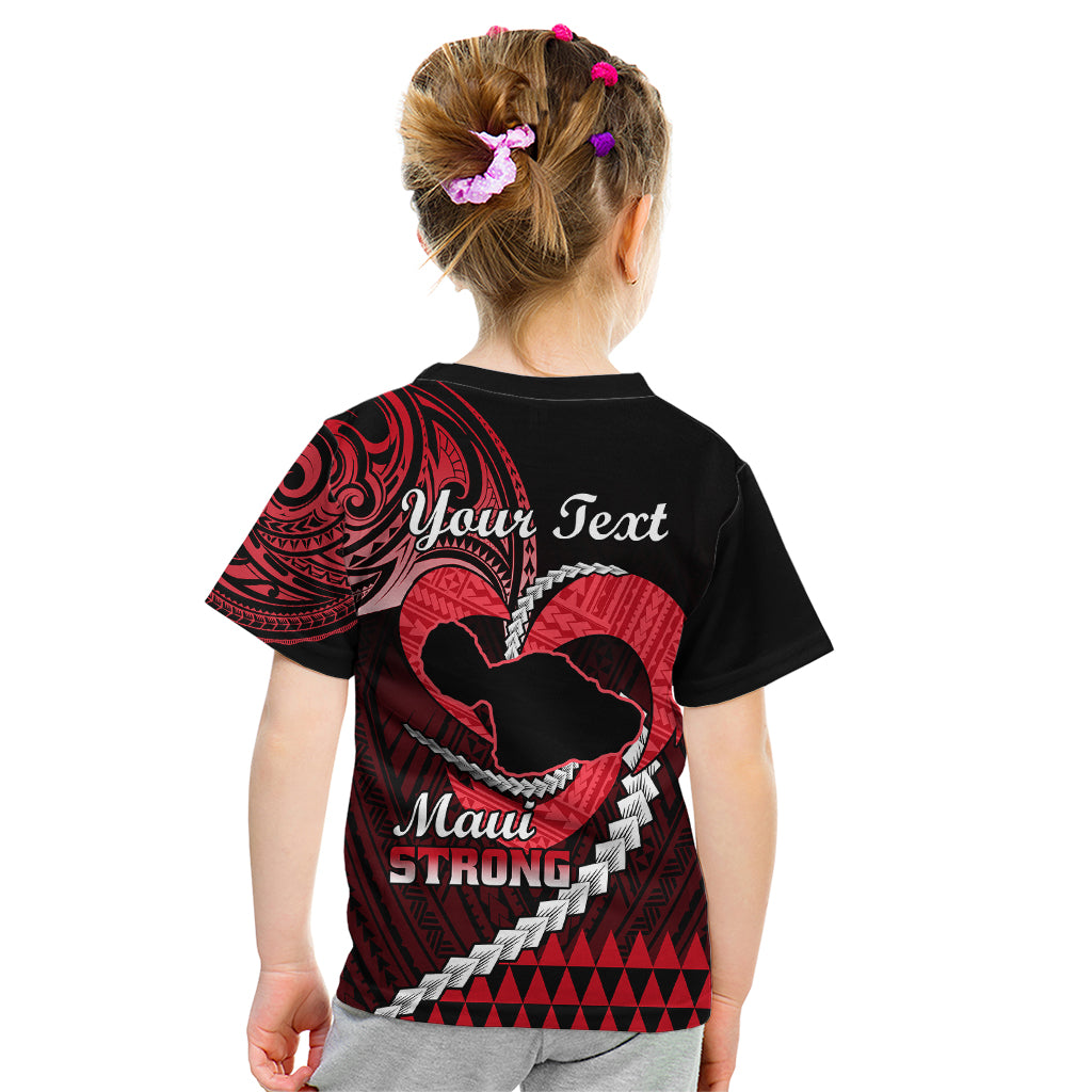 Personalised Hawaii Kid T Shirt Maui Be Strong Kakau Red Version - Wonder Print Shop