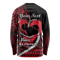 Personalised Hawaii Long Sleeve Shirt Maui Be Strong Kakau Red Version LT01