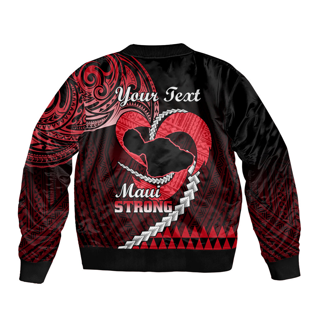 Personalised Hawaii Sleeve Zip Bomber Jacket Maui Be Strong Kakau Red Version - Wonder Print Shop