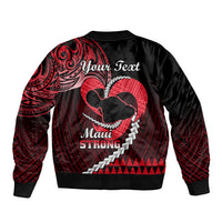 Personalised Hawaii Sleeve Zip Bomber Jacket Maui Be Strong Kakau Red Version - Wonder Print Shop