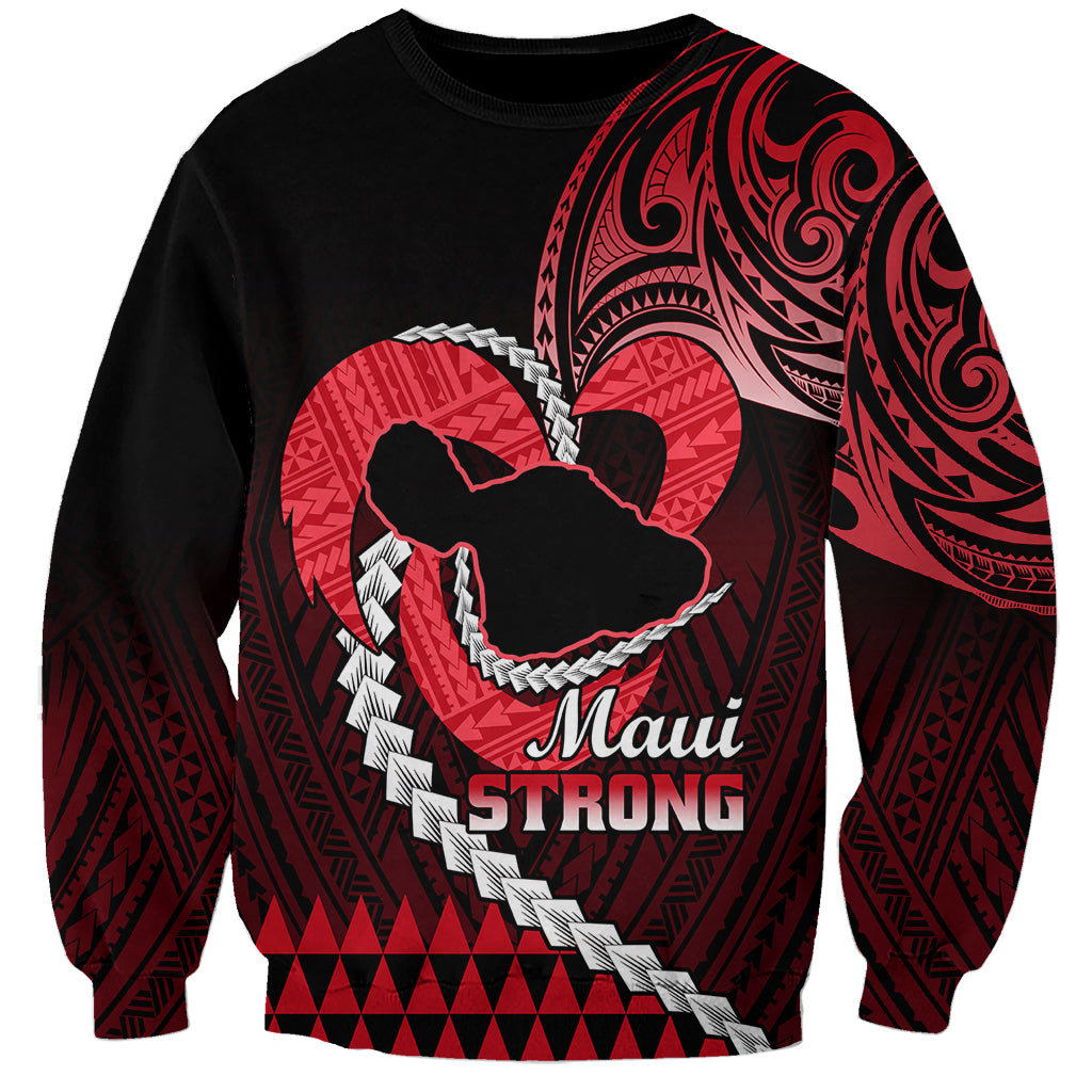 Personalised Hawaii Sweatshirt Maui Be Strong Kakau Red Version - Wonder Print Shop
