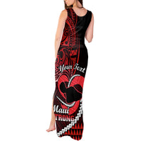 Personalised Hawaii Tank Maxi Dress Maui Be Strong Kakau Red Version - Wonder Print Shop