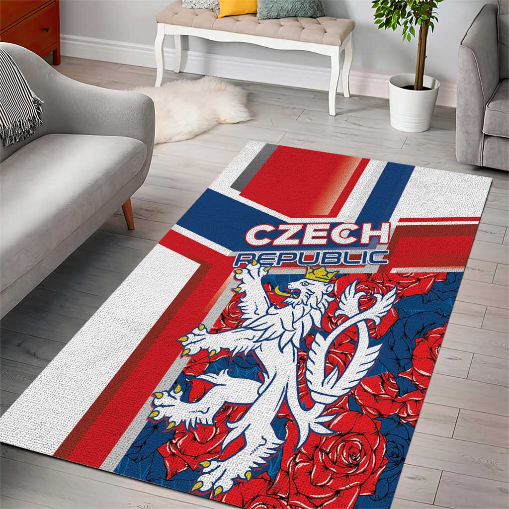 Czech Republic Area Rug Czechia Lion Rosa Pattern - Wonder Print Shop