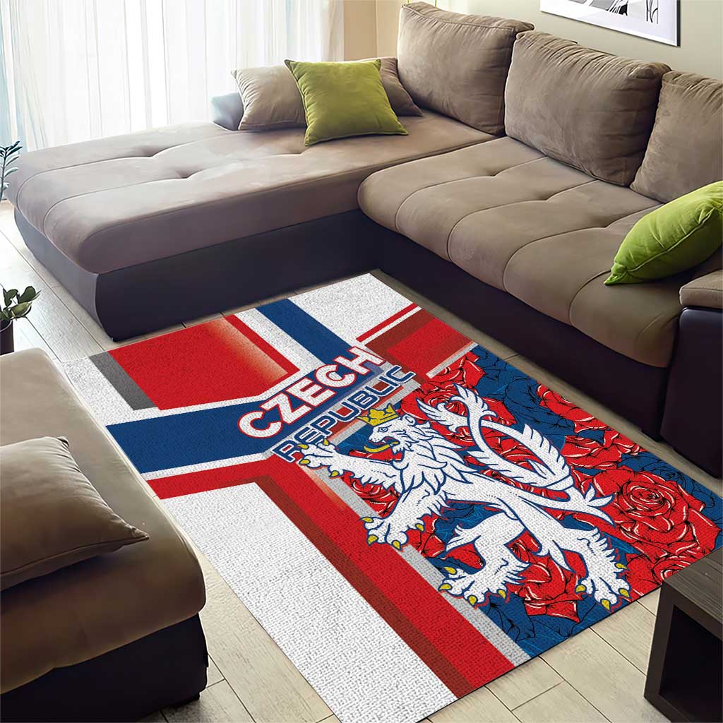 Czech Republic Area Rug Czechia Lion Rosa Pattern - Wonder Print Shop