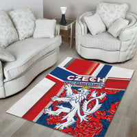 Czech Republic Area Rug Czechia Lion Rosa Pattern - Wonder Print Shop