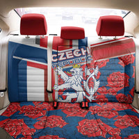 Czech Republic Back Car Seat Cover Czechia Lion Rosa Pattern - Wonder Print Shop