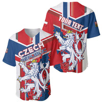 Personalised Czech Republic Baseball Jersey Czechia Lion Rosa Pattern - Wonder Print Shop