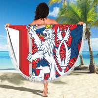 Czech Republic Beach Blanket Czechia Lion Rosa Pattern - Wonder Print Shop