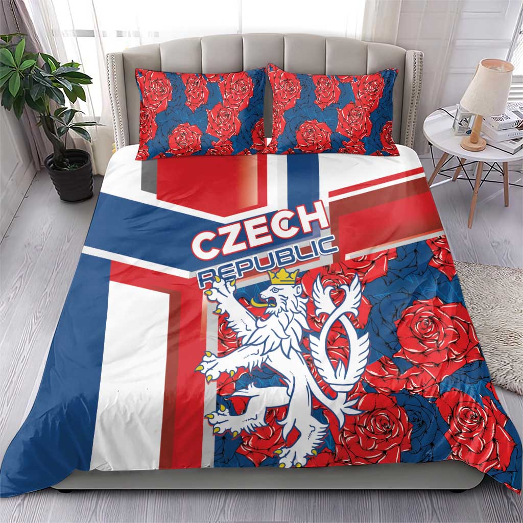 Czech Republic Bedding Set Czechia Lion Rosa Pattern - Wonder Print Shop