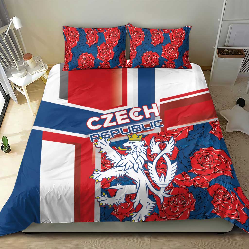 Czech Republic Bedding Set Czechia Lion Rosa Pattern - Wonder Print Shop