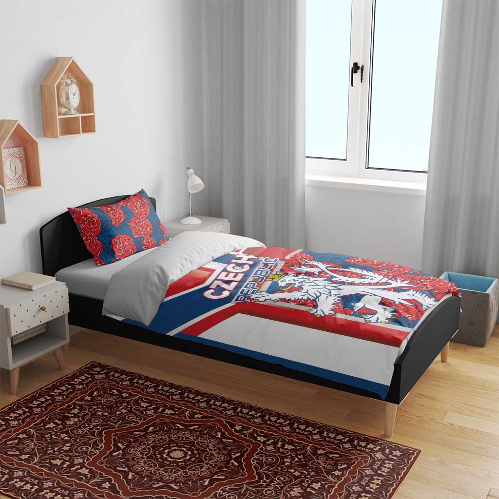 Czech Republic Bedding Set Czechia Lion Rosa Pattern - Wonder Print Shop