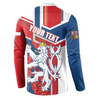 Personalised Czech Republic Button Sweatshirt Czechia Lion Rosa Pattern - Wonder Print Shop