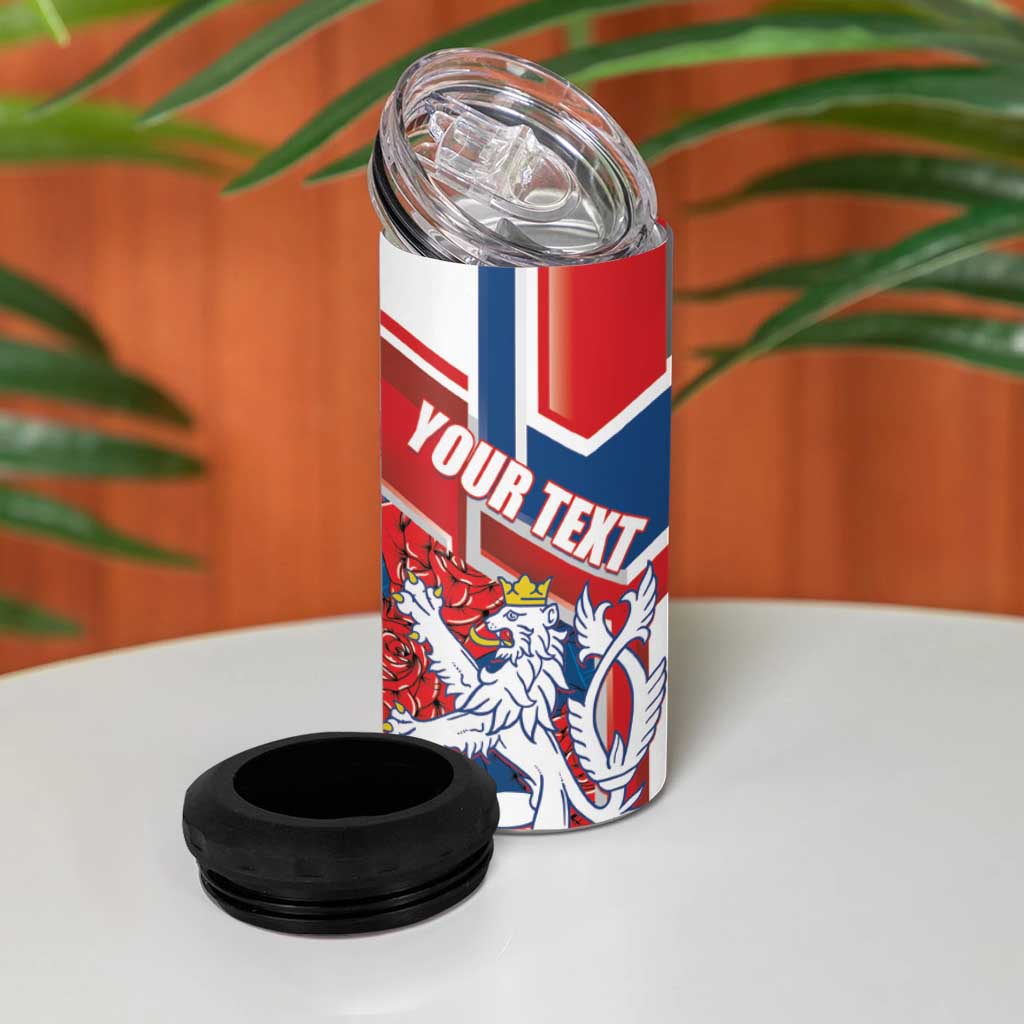 Personalised Czech Republic 4 in 1 Can Cooler Tumbler Czechia Lion Rosa Pattern - Wonder Print Shop