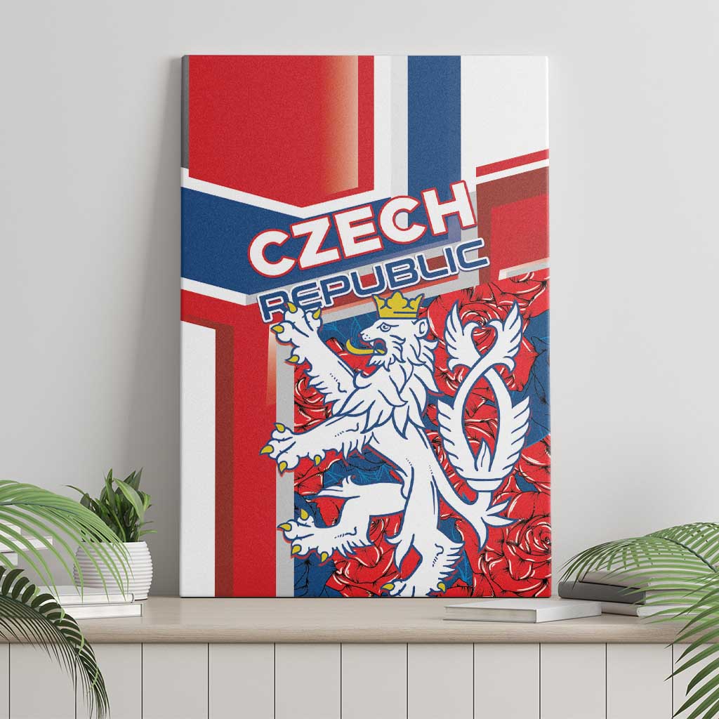 Czech Republic Canvas Wall Art Czechia Lion Rosa Pattern - Wonder Print Shop