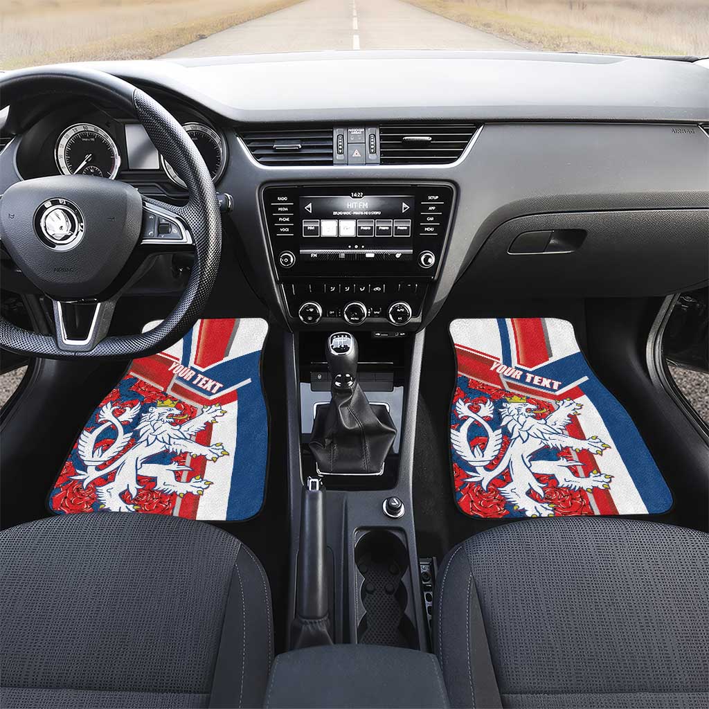 Czech Republic Car Mats Czechia Lion Rosa Pattern - Wonder Print Shop