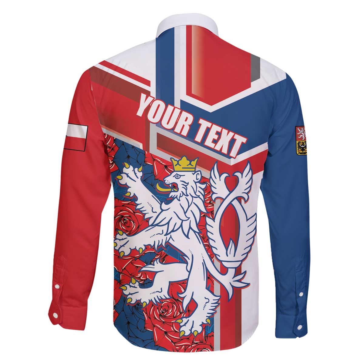 Personalised Czech Republic Family Matching Off The Shoulder Long Sleeve Dress and Hawaiian Shirt Czechia Lion Rosa Pattern - Wonder Print Shop