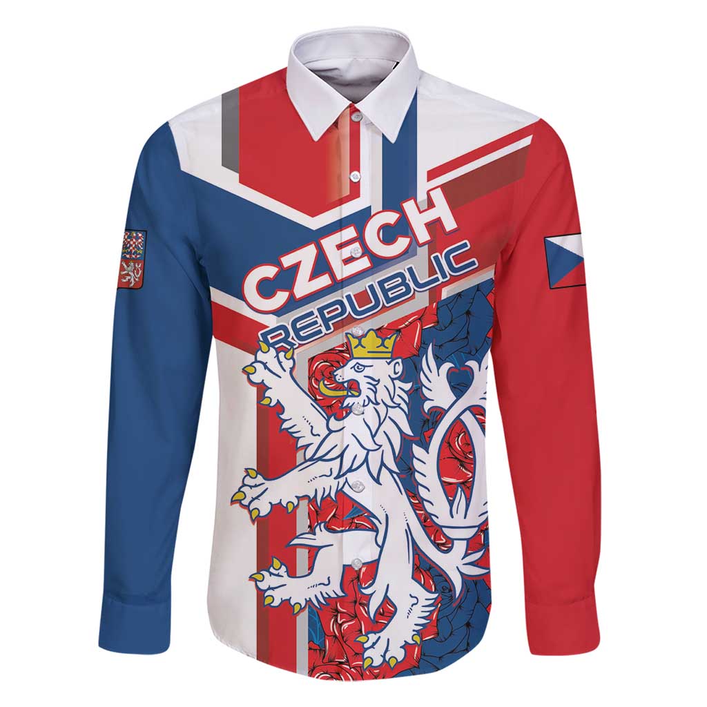 Personalised Czech Republic Family Matching Off Shoulder Short Dress and Hawaiian Shirt Czechia Lion Rosa Pattern - Wonder Print Shop