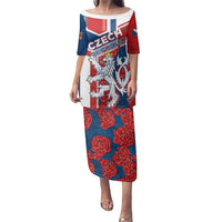 Personalised Czech Republic Family Matching Puletasi and Hawaiian Shirt Czechia Lion Rosa Pattern - Wonder Print Shop