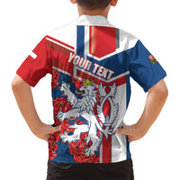 Personalised Czech Republic Family Matching Summer Maxi Dress and Hawaiian Shirt Czechia Lion Rosa Pattern - Wonder Print Shop