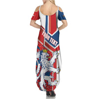 Personalised Czech Republic Family Matching Summer Maxi Dress and Hawaiian Shirt Czechia Lion Rosa Pattern - Wonder Print Shop