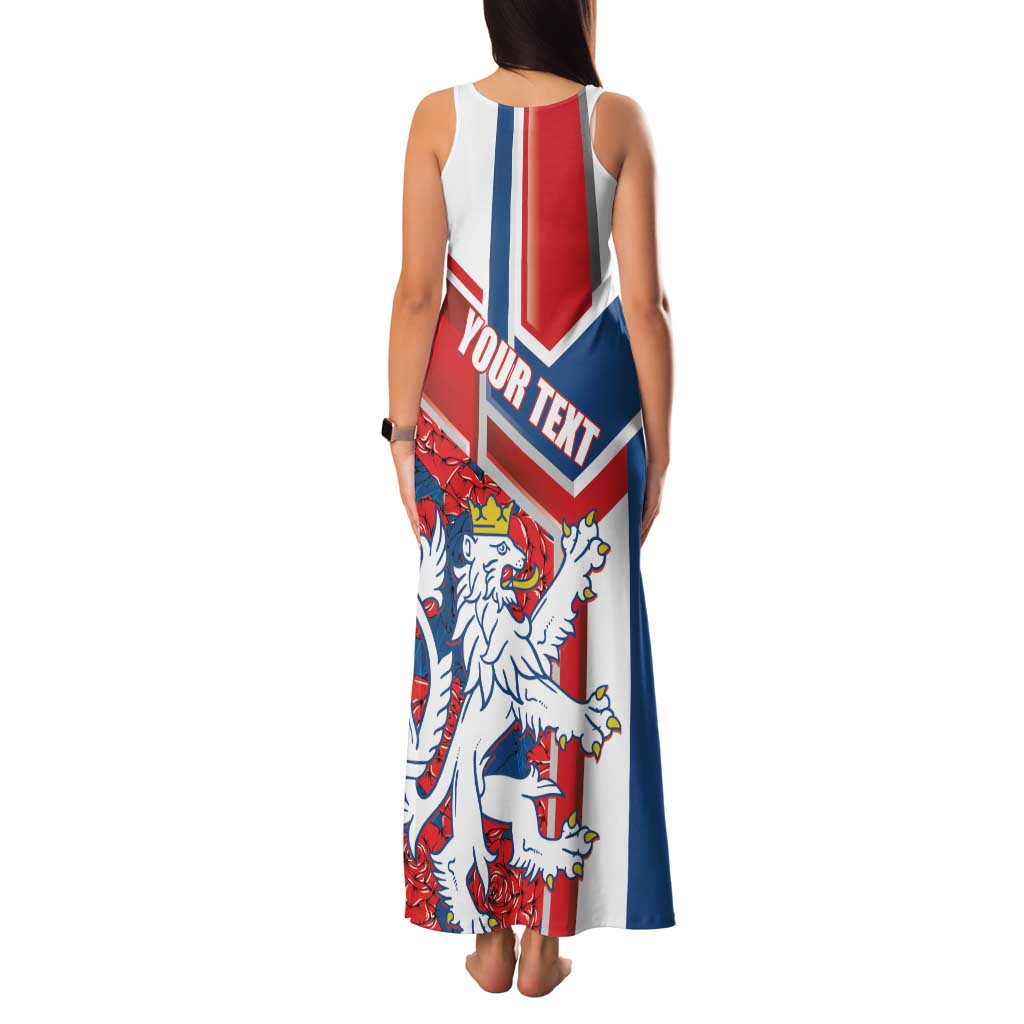 Personalised Czech Republic Family Matching Tank Maxi Dress and Hawaiian Shirt Czechia Lion Rosa Pattern - Wonder Print Shop