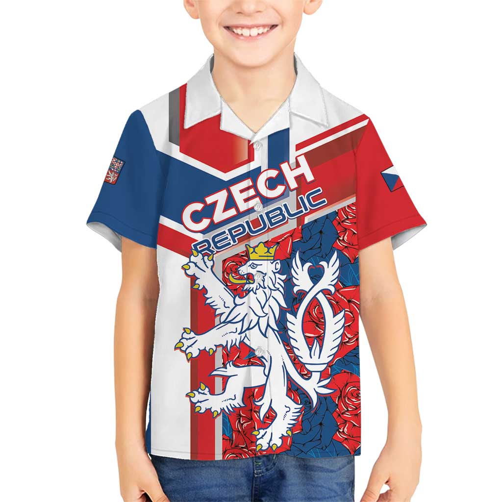 Personalised Czech Republic Family Matching Tank Maxi Dress and Hawaiian Shirt Czechia Lion Rosa Pattern - Wonder Print Shop