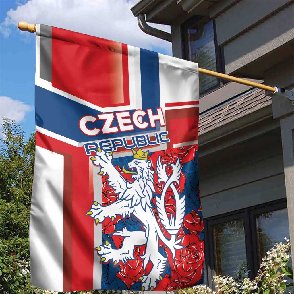 Czech Republic Garden Flag Czechia Lion Rosa Pattern - Wonder Print Shop