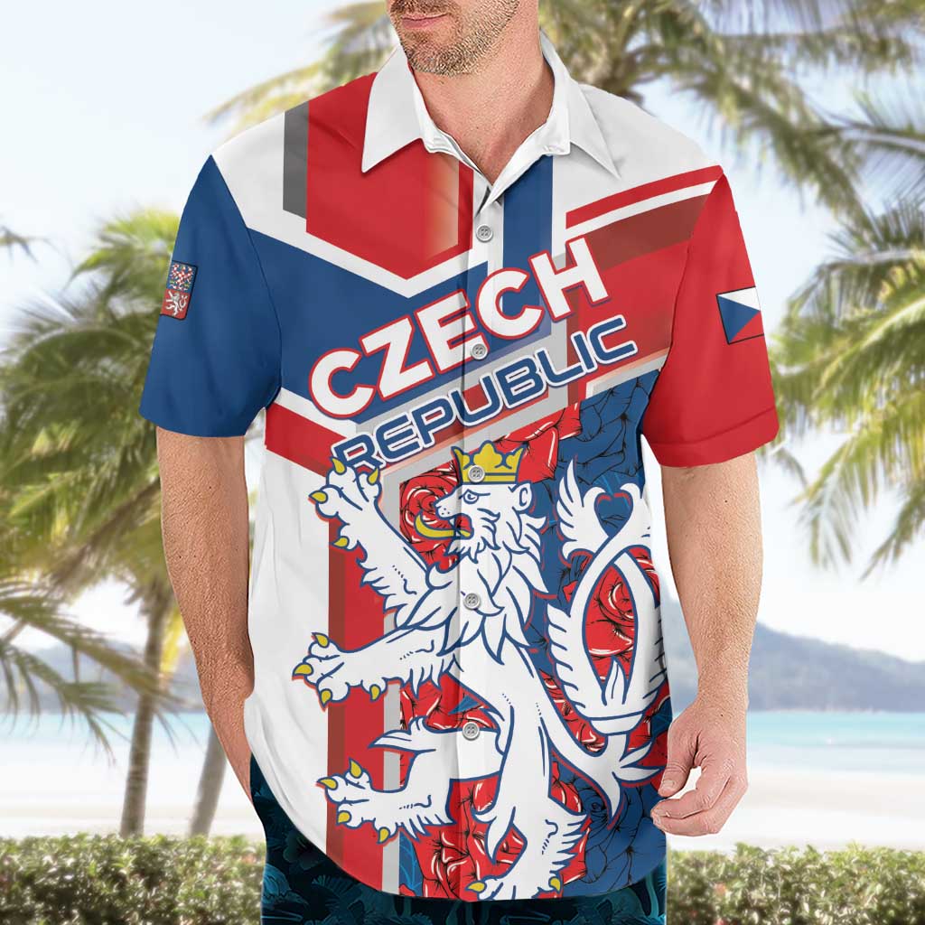 Personalised Czech Republic Hawaiian Shirt Czechia Lion Rosa Pattern - Wonder Print Shop