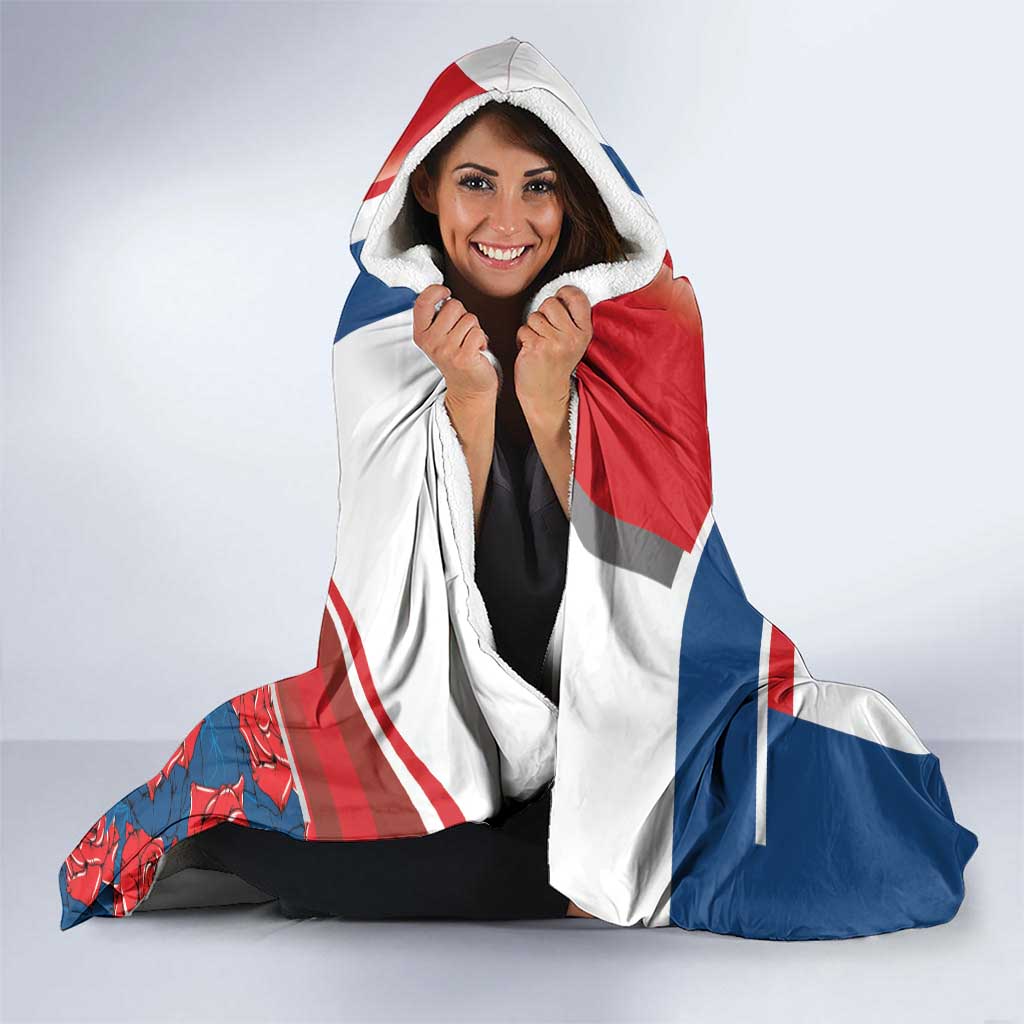 Czech Republic Hooded Blanket Czechia Lion Rosa Pattern