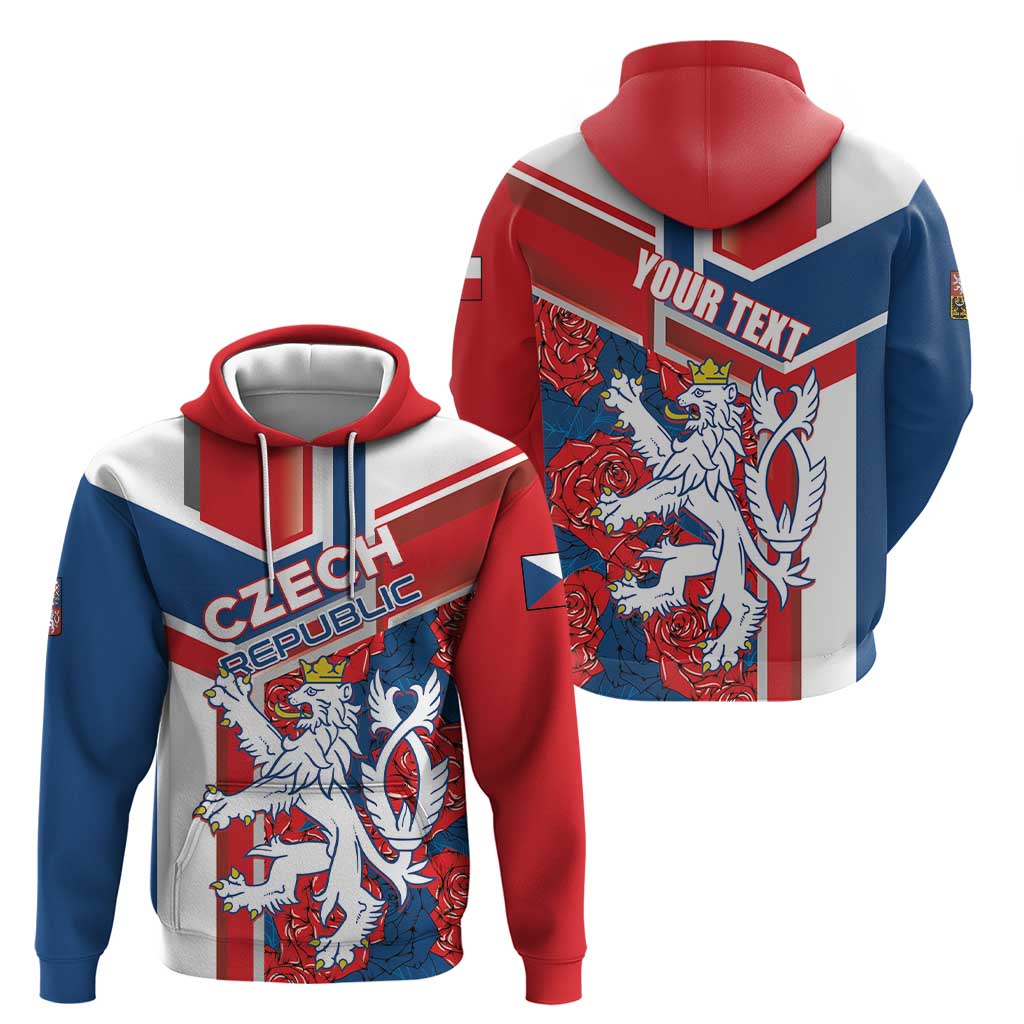 Personalised Czech Republic Hoodie Czechia Lion Rosa Pattern - Wonder Print Shop