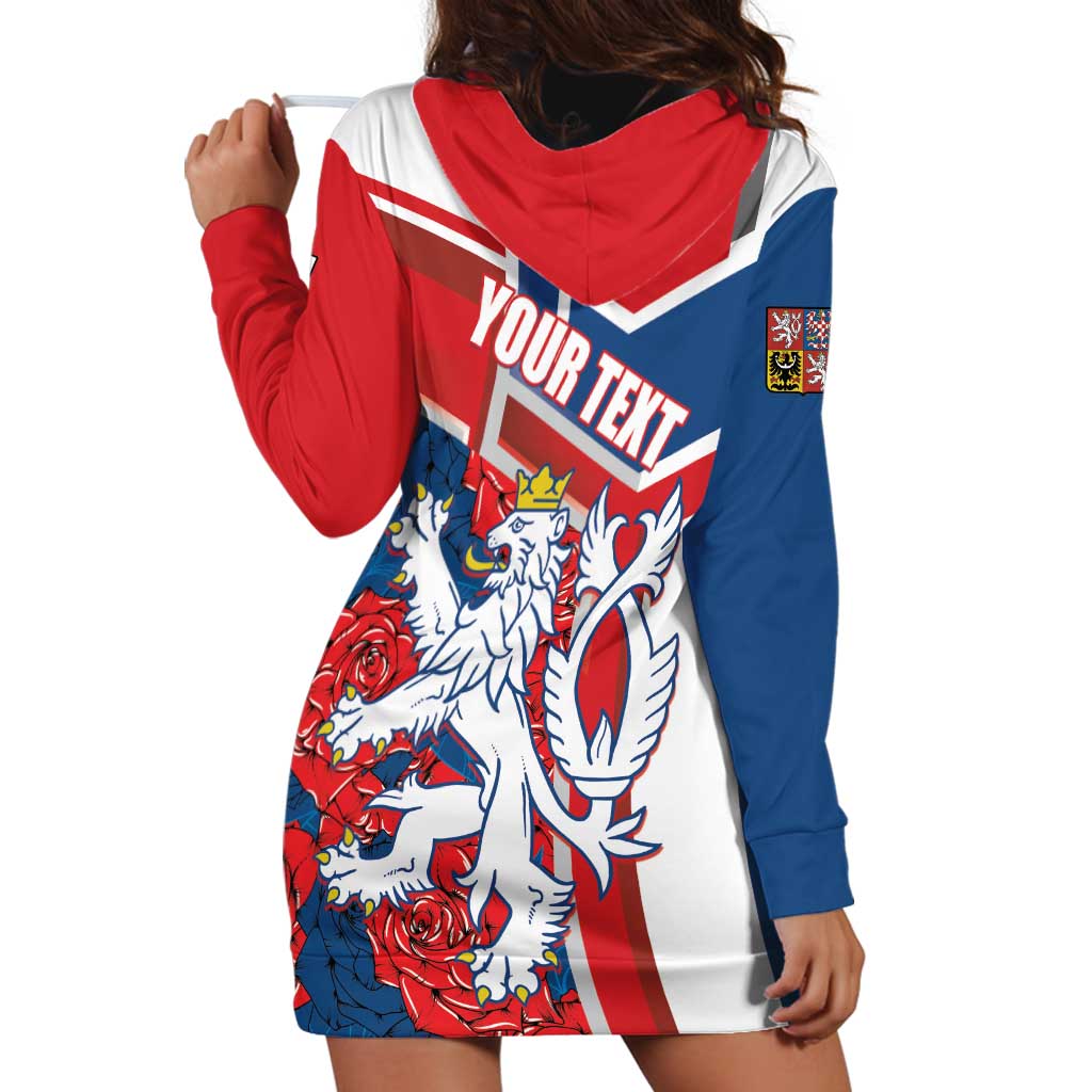 Personalised Czech Republic Hoodie Dress Czechia Lion Rosa Pattern - Wonder Print Shop